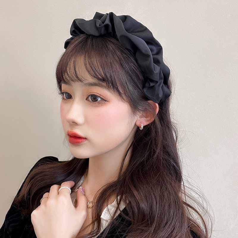 BV.ID BD1069 Bandana Wanita Headband Schruchie Bando Murah Bahan Satin Ruffle Kerut Import