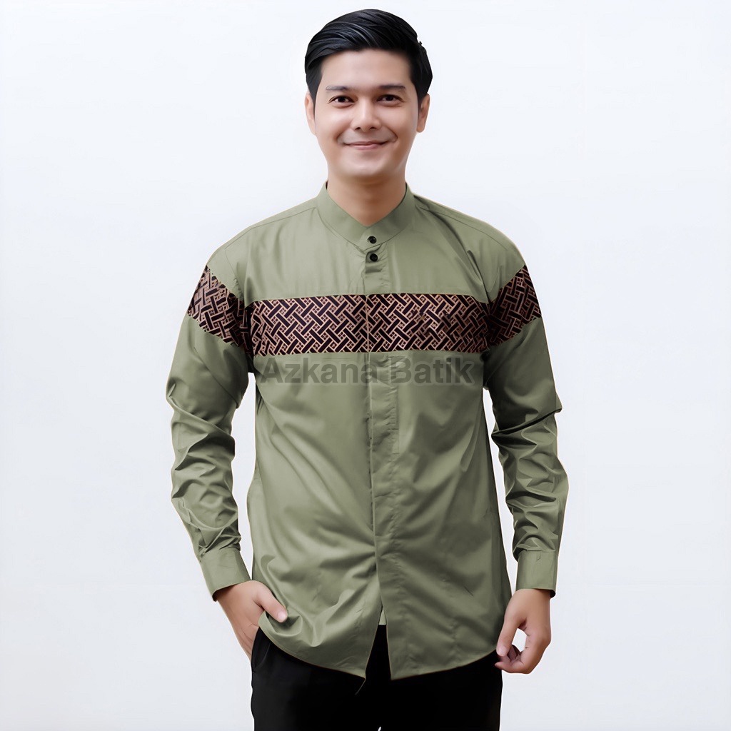 Best Seller Baju Koko Pria Dewasa - Busana Muslim Pria - Baju Lebaran Pria - Koko Pria  Lengan Panjang Terbaru 2023 - Outfit Lebaran Kece  Baju Koko Polos Kombinasi Motif