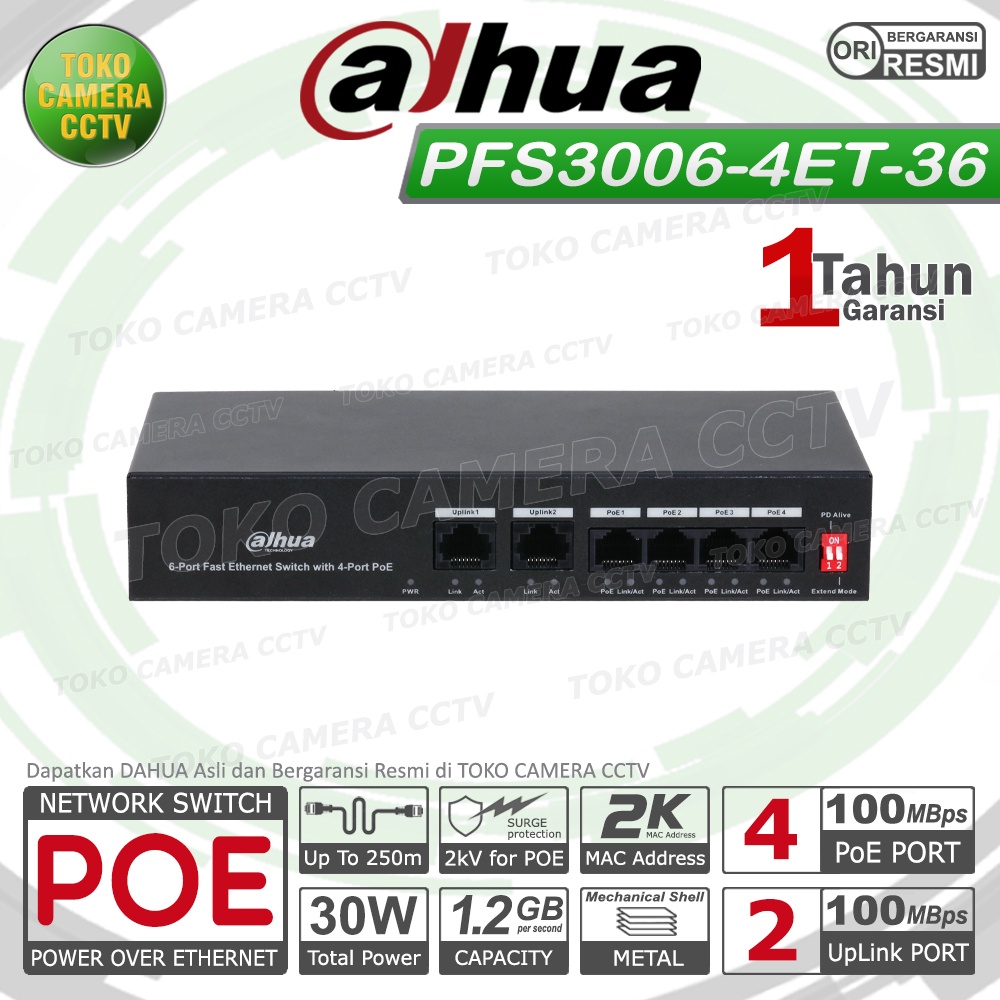 SWITCH POE 4 PORT DAHUA DH-PFS3006-4ET-36