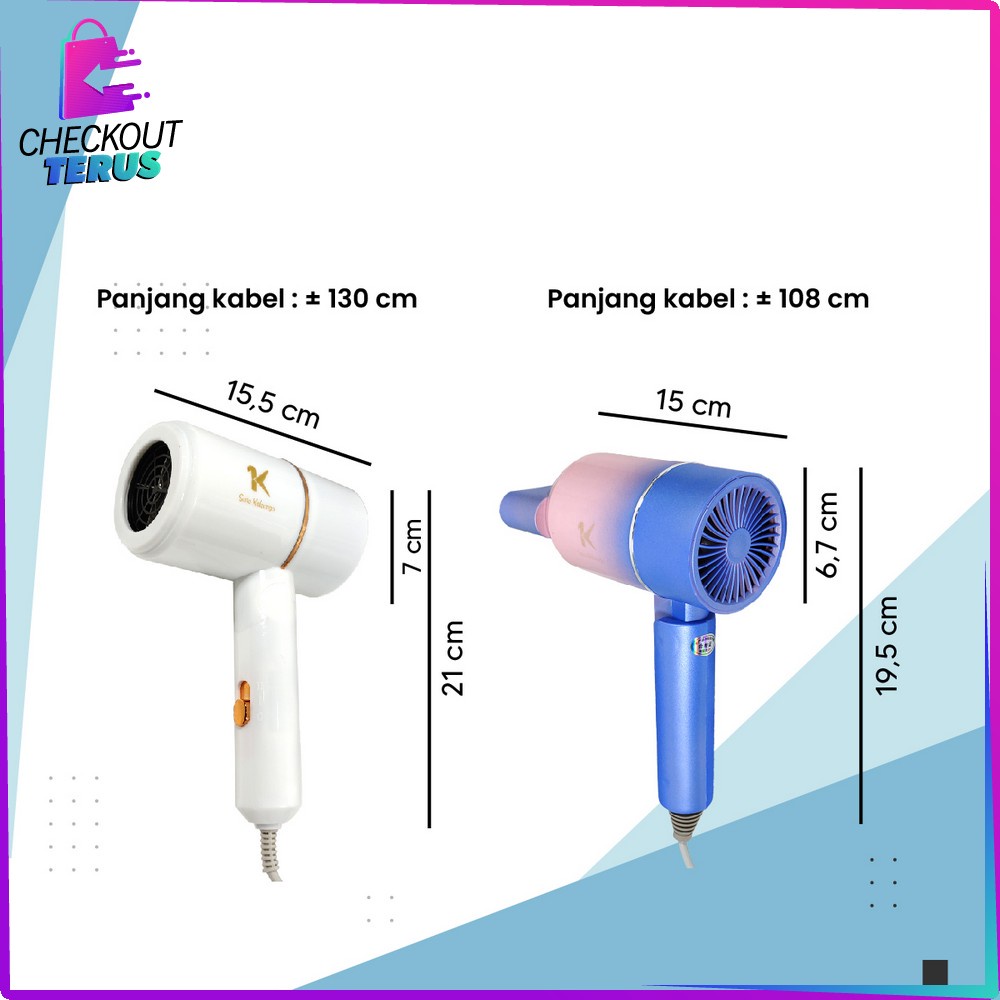 CT K130 Pengering Rambut Mini Penata Rambut Salon Kecantikan Hair Dryer Pengering Rambut Lipat Dengan Suhu Bisa Diatur Multifungsi