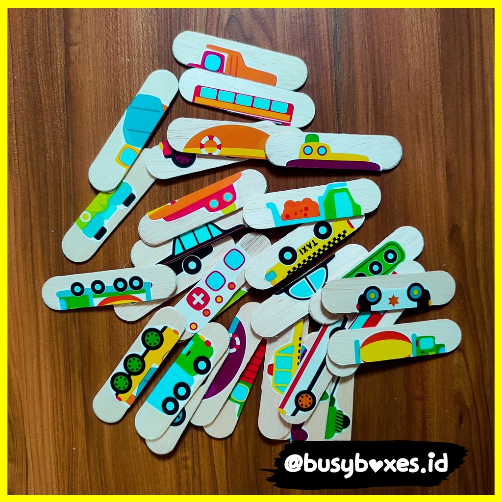 Busyboxes.id Mainan edukasi anak Puzzle  popsicles lucu 2 keping seri transportasi