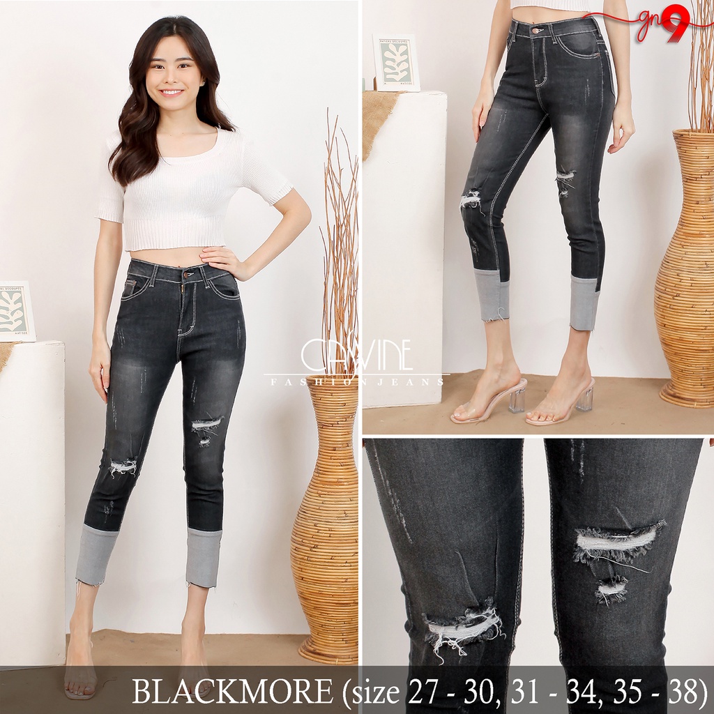 CASVINEJEANS || Celana Jeans Wanita Cewek Blackmore Ripped Sobek Bigsize Jumbo Mom Jeans Stretch