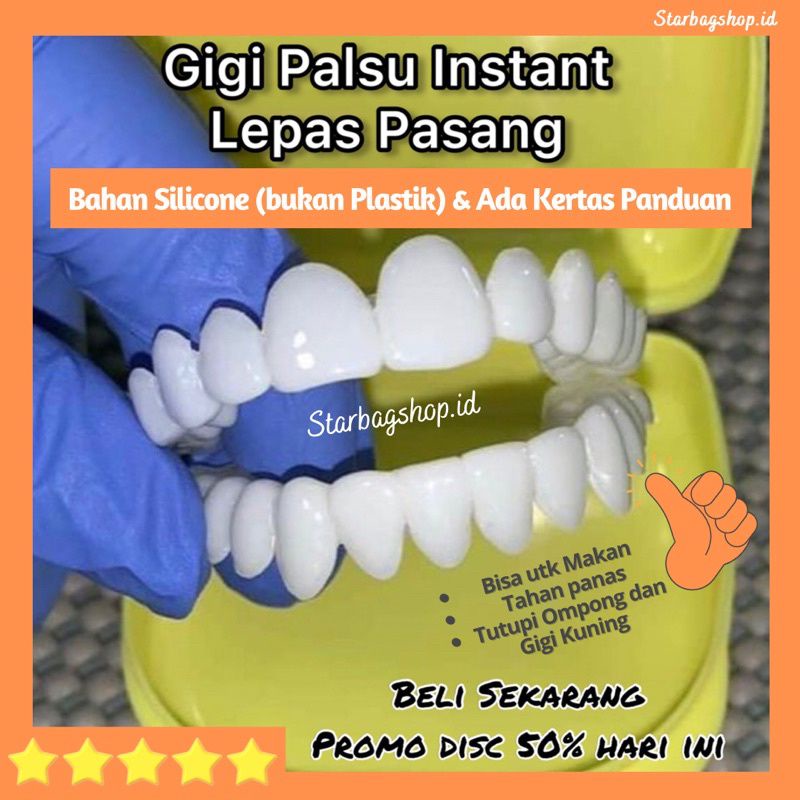 gigi palsu terlaris /  satu set atas bawah original snap on smile