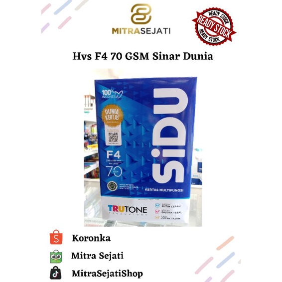 

Kertas Hvs 70 F4 sinar dunia