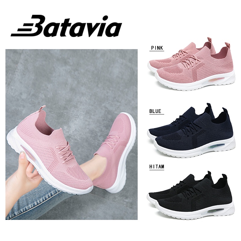 Batavia olahraga impor premium perempuan terbaru GROSIR sepatu  wanita rajut sepatu wanita  hitam Sepatu Wanita Sport Women Sneakers Renda N14