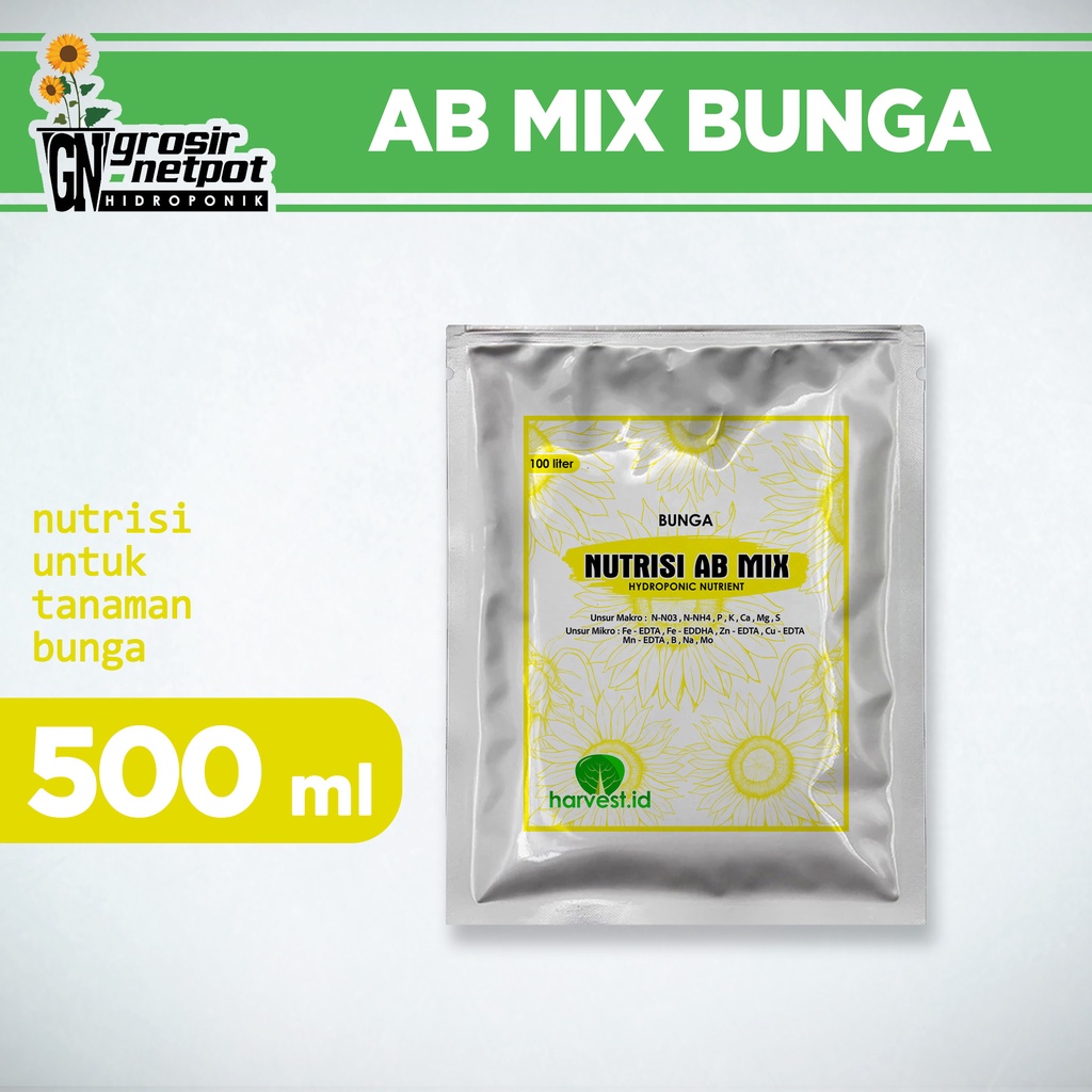 Nutrisi Hidroponik AB MIX Bunga 500 ml padat / Pupuk Ab Mix Konvensional