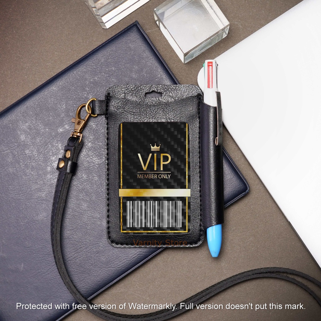 

Name Tag ID Card Holder Kulit Holder Lanyard Name Tag ID Card Kulit KUWERA Muat 3 Slot Kartu