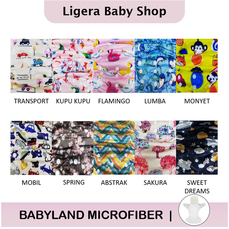 Popok Kain Clodi Kancing Babyland Original Microfiber - Pilih Motif E