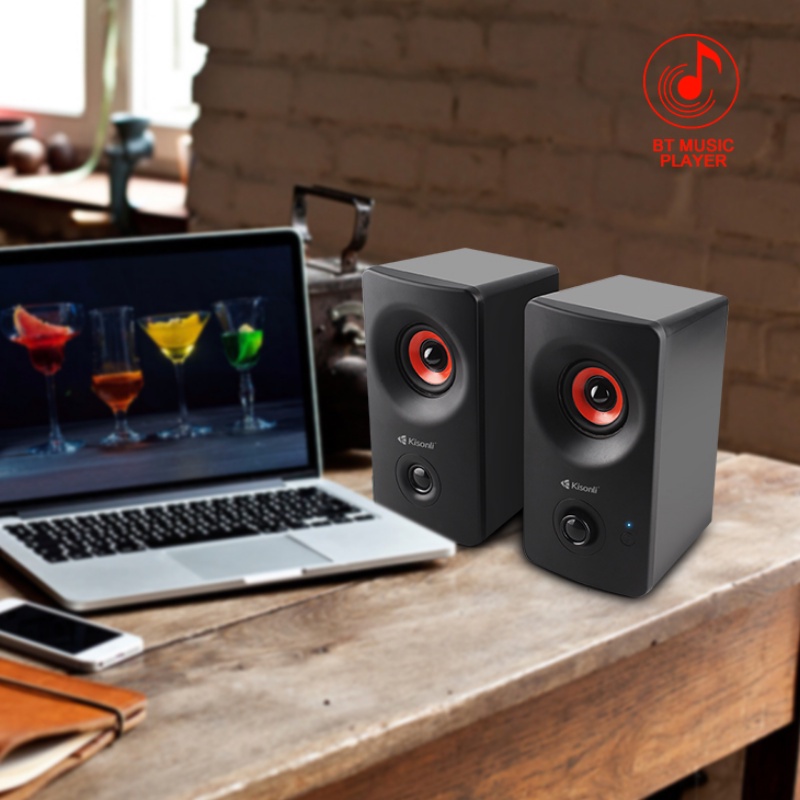 Speaker Kisonli Bluetooth Komputer/Laptop AC-9002BT Stereo Support Wireless Connection Super Bass - XOBOX