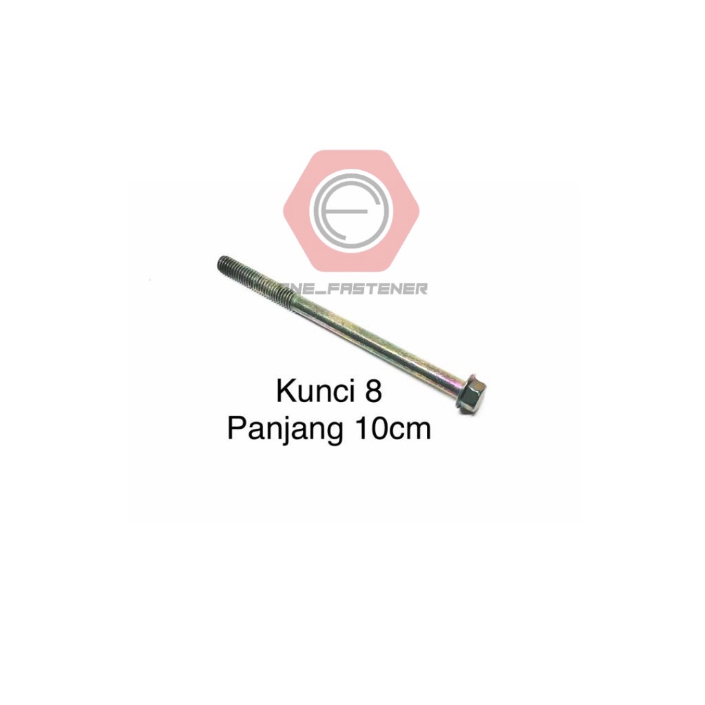 Baut Flange Bolt M6x100 Hijau Kunci 8 blok mesin cvt 6mm 10cm ulir 10