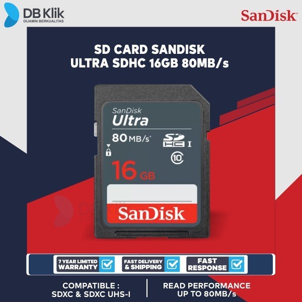 SD Card SanDisk Ultra SDHC 16GB 80MB/s (SDSDUNS-016G-GN3IN)