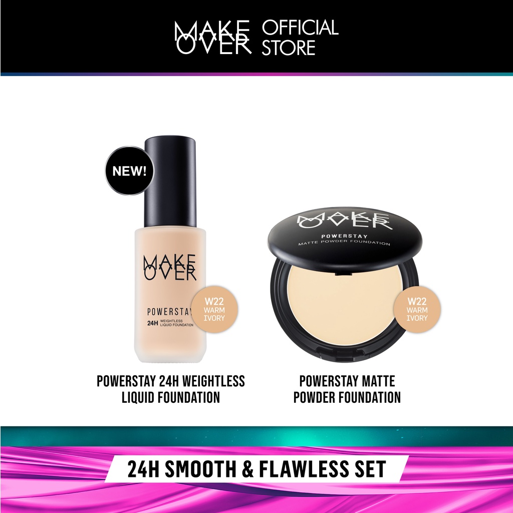 Make Over 24H Smooth Flawless Set : 24H Powerstay Weightless Liquid Foundation, 24H Powerstay Matte Powder Foundation