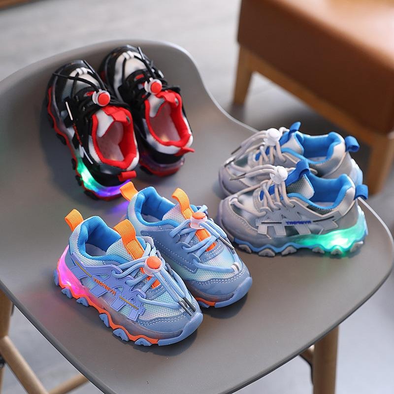 Sepatu Snekaers Led Anak Import Size 21-30 / Free Dus