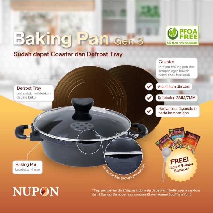 Baking Pan Gen 3 Package NUPON Panci Cetakan Kue Bolu Tanpa OVEN