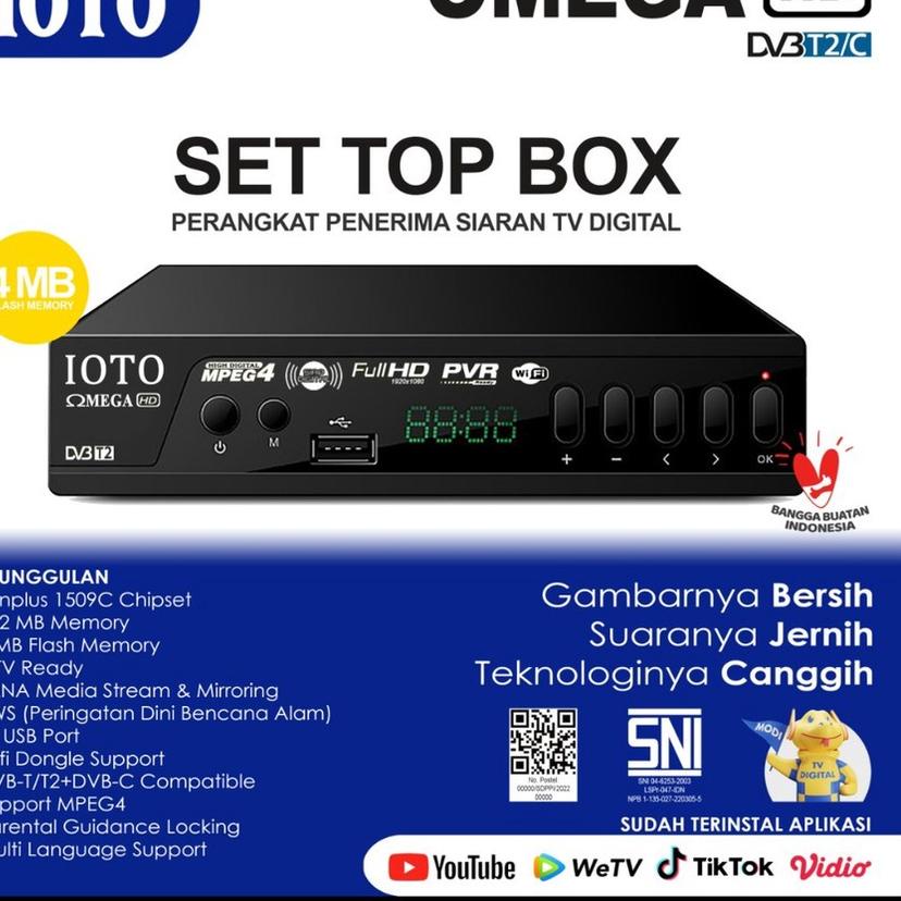 ⅍ IOTO Set Top Box STB T2 Receiver Siaran TV Digital Full HD Omega 4MB - STB Ioto ➻