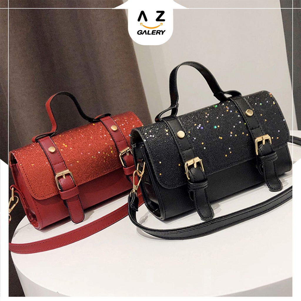 Azgalery T03 Tas Selempang Wanita Tas Import Tas Slempang Tas Wanita Hand Bag Wanita Kulit PU Sequin