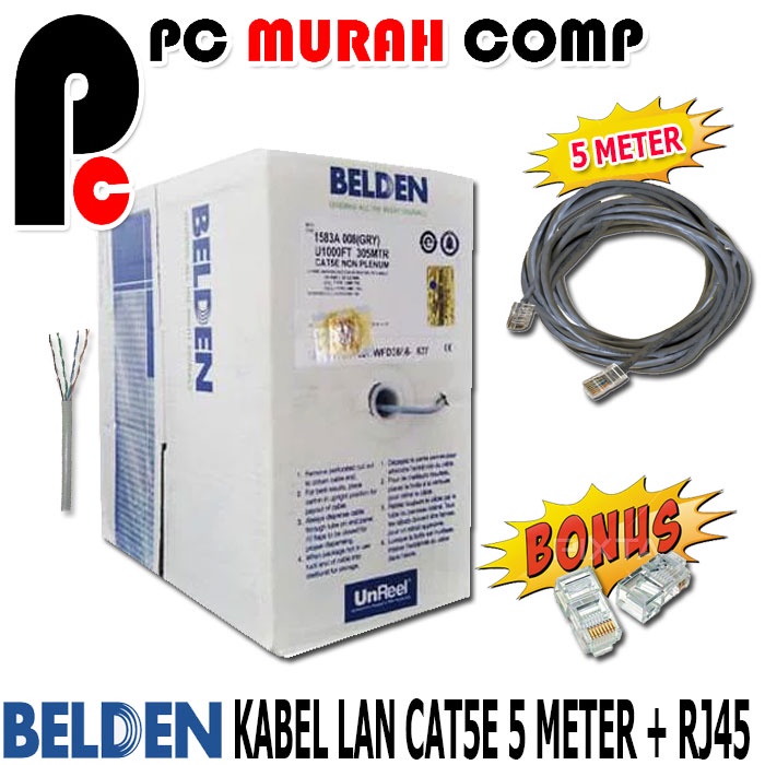 KABEL LAN INTERNET UTP MERK BELDEN CAT 5E PER METER (1 METER-5 METER)