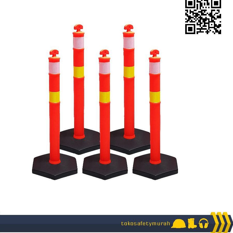 

Import Terlaris Stick Cone Base Hitam Plastik 120 cm Pembatas Jalan Parkir Traffic Cone !!