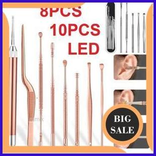 Set 8PCS Alat Pembersih Korek Kuping Telinga Stainless Steel Paket Pembersih Kotoran Portable 1M4R23