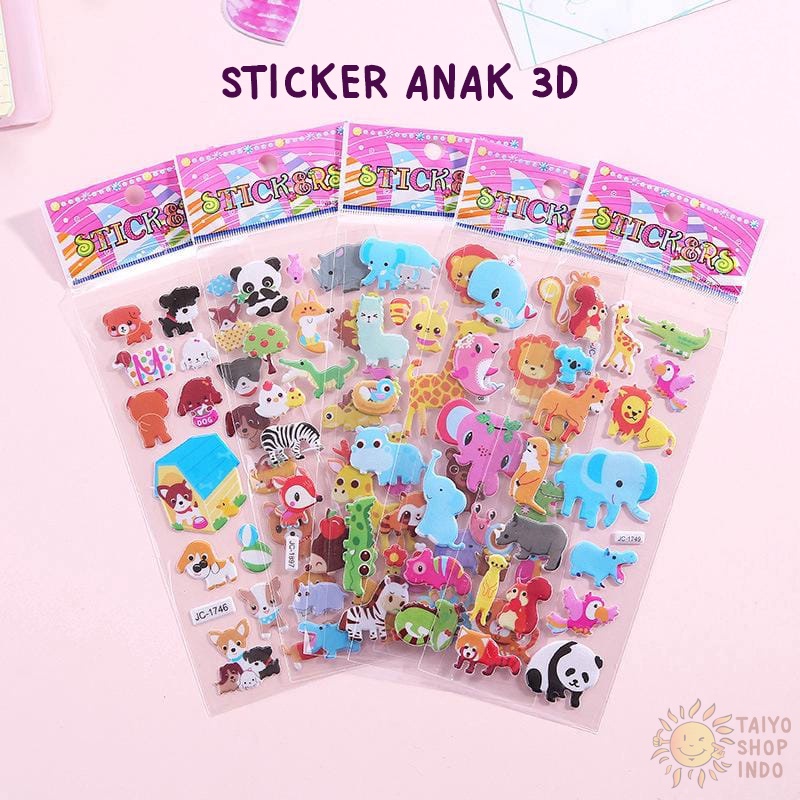 Stiker Anak 3D Sticker Karakter Timbul Random Tempel Motif Kartun Lucu