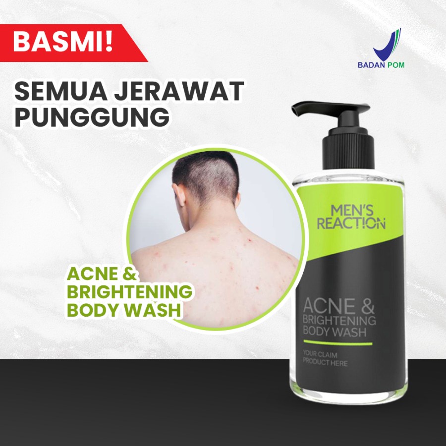 sabun mandi pembersih pencerah penghilang bau badan tubuh jerawat Mens Reaction Acne Brightening Body Wash Original BPOM