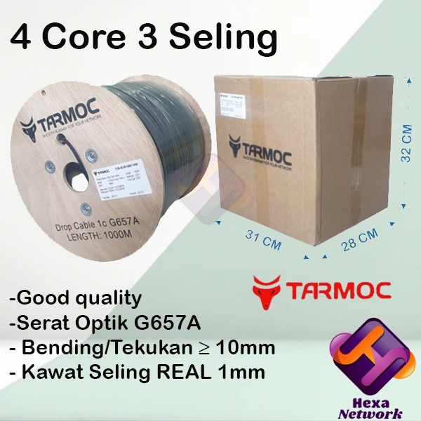 Tarmoc Dropcore Cable FO 4 CORE 3 SELING 1000m/Kabel FO Drop Core SM