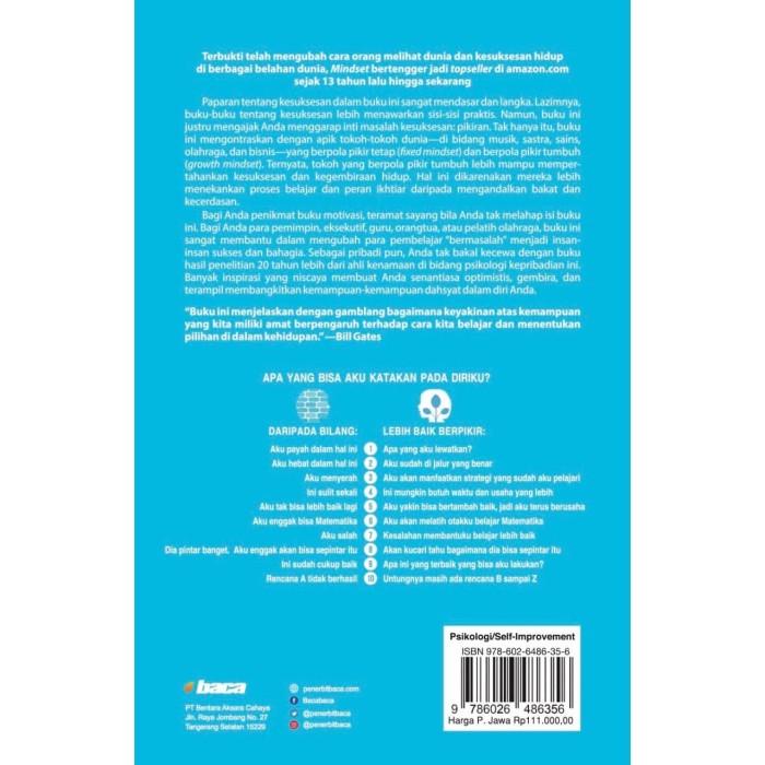 

Buku MINDSET Softcover. Pola Pikir Motivasi Psikologi . Carol S. Dweck Kualitas Terbaik