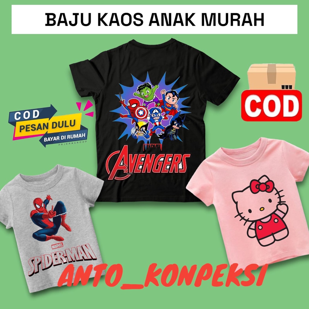 Grosir Kaos / Kaos / Kaos Anak / Kaos anak laki-laki dan perempuan usia 1 sampai 12 tahun