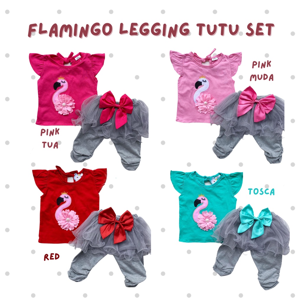 RENKIDSWEAR baju anak perempuan 3- 12 bulan setelan legging tutu flamingo setelan anak kaos perempuan cewek baby bayi balita 0 12 bulan 6 18 bulan rok tutu celana legging lucu fashion