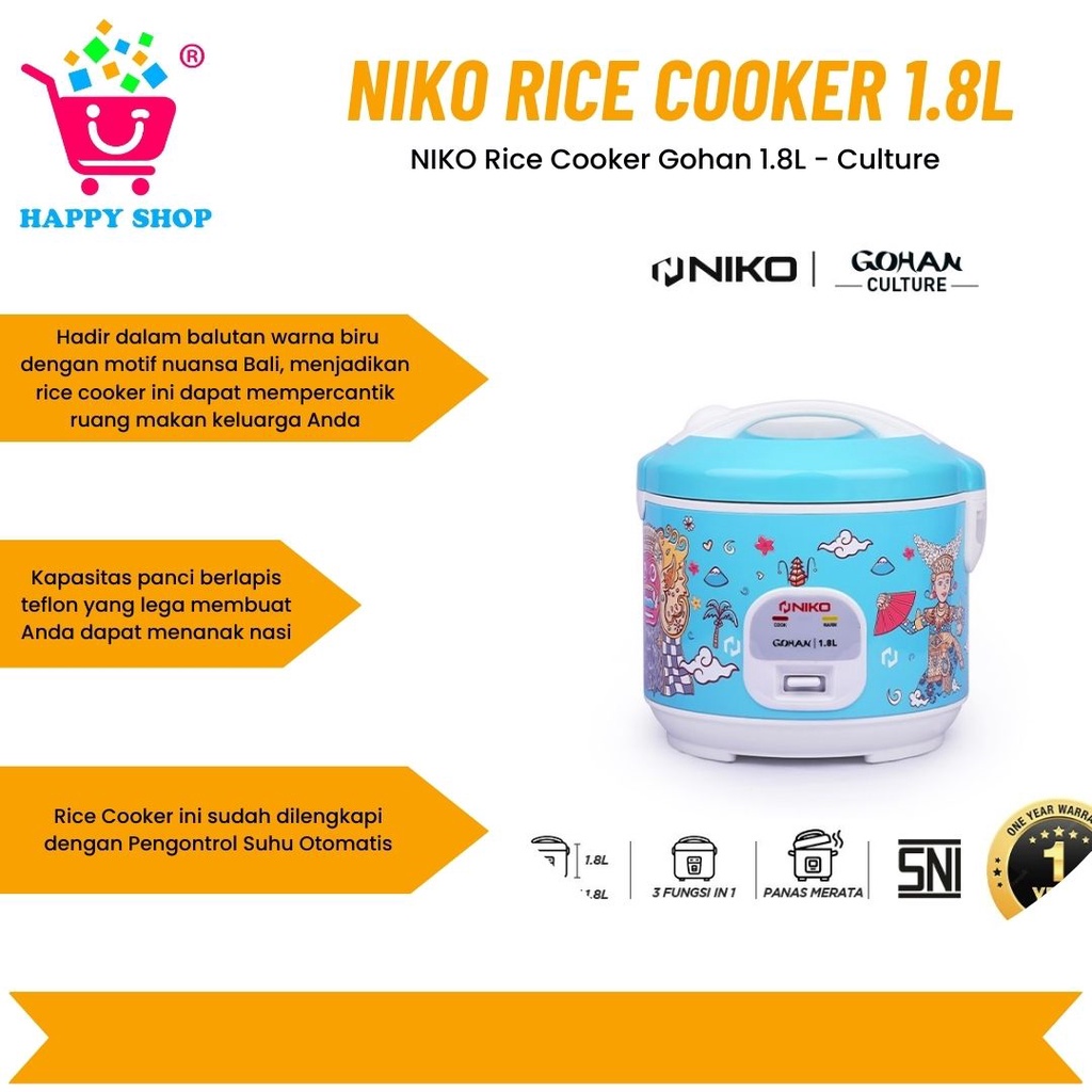 NIKO Rice Cooker Gohan 1.8L - Culture