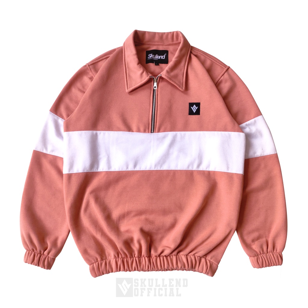 SKULLEND Rugby Sweatshirt Salmon - White