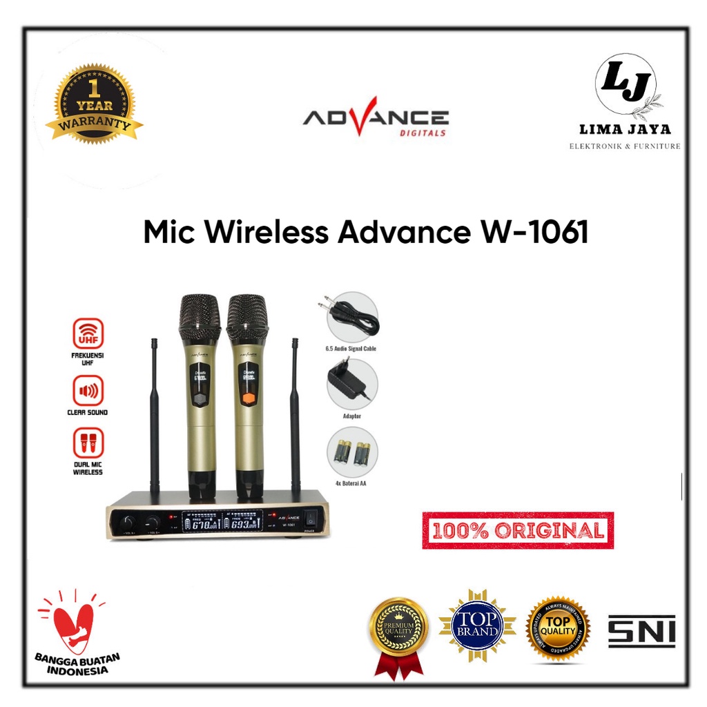 Mic Wireless Advance W-1061 Mic Wireless Mic Tanpa Kabel