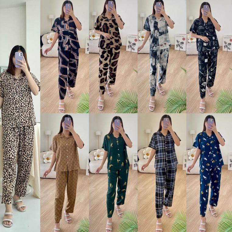 TERBARU Piyama Rayon Set / Set Piyama Rayon Panjang / Piyama Panjang Rayon / Stelan Rayon / Rayon Se