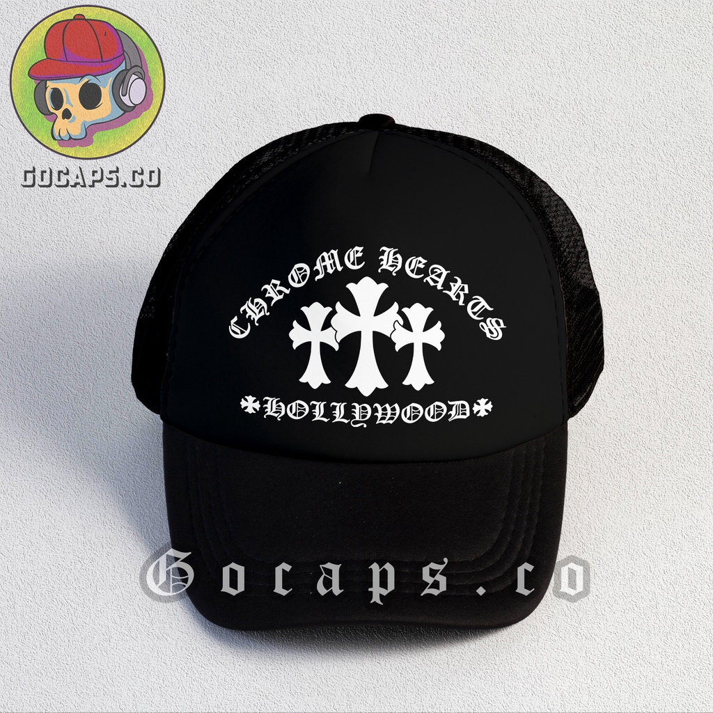 Gocaps - Topi Jaring Trucker Chrome Unisex (Premium Quality) - 3 Cross