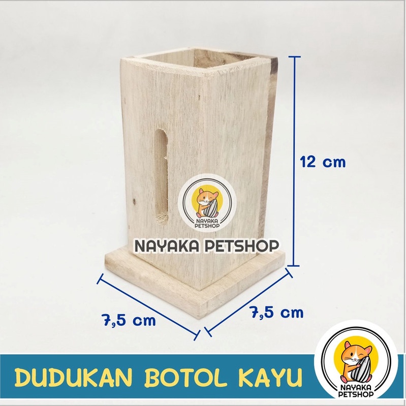 Dudukan Botol Kayu Dispenser Dot Minum Hamster Tatakan Wadah Air Hewan