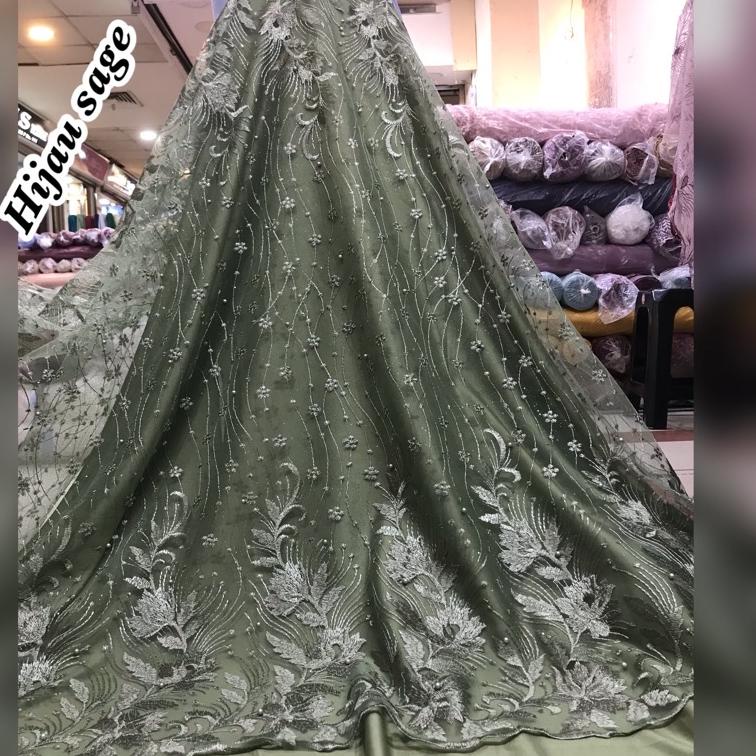 PRODUK KEREN E86 TERMURAH Kain bahan tile tumpal bordir atas bawah / bahan kebaya brokat Tulle(laba2