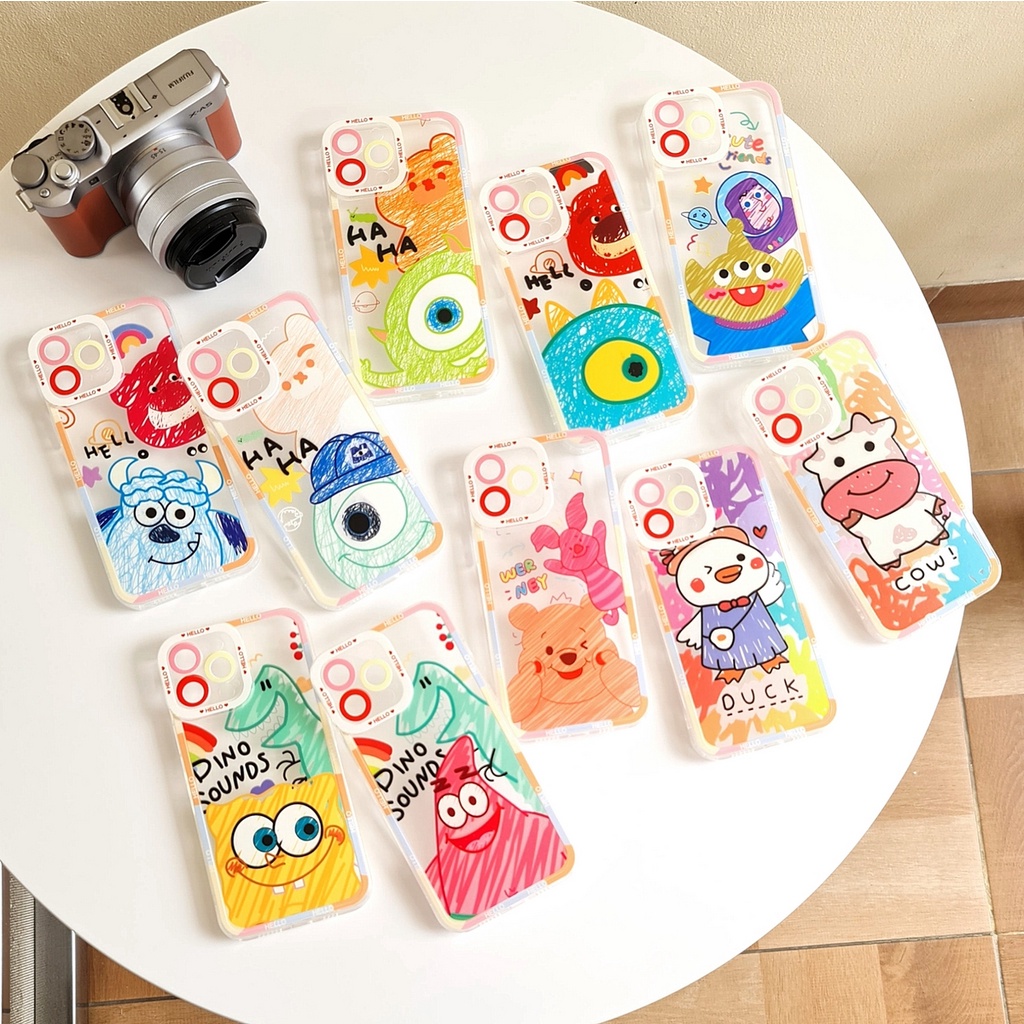 OPPO A5 2020 A9 2020 A15 A15S A16E A33 A53 2020 A54 4G A55 5G A96 5G A52 A7 A12 A11K | FRAME EYES CARTOON soft case bening monster ink camera protection