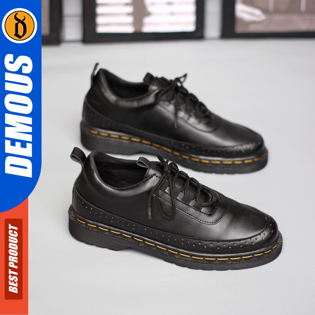 DEMOUS Hatta Black - Sepatu Formal Pria Sepatu Kantor Pria