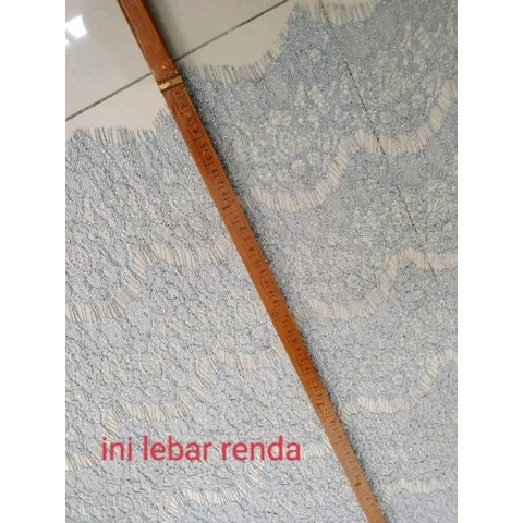 Kain BRUKAT RENDA Pinggiran / LACE Triming NON GLITTER  Murah Grade A , cocok  untuk Gaun Kebaya Dress, pinggiran mukena, pinggiran kebaya, harga yang tertera : HARGA SETENGAH METER