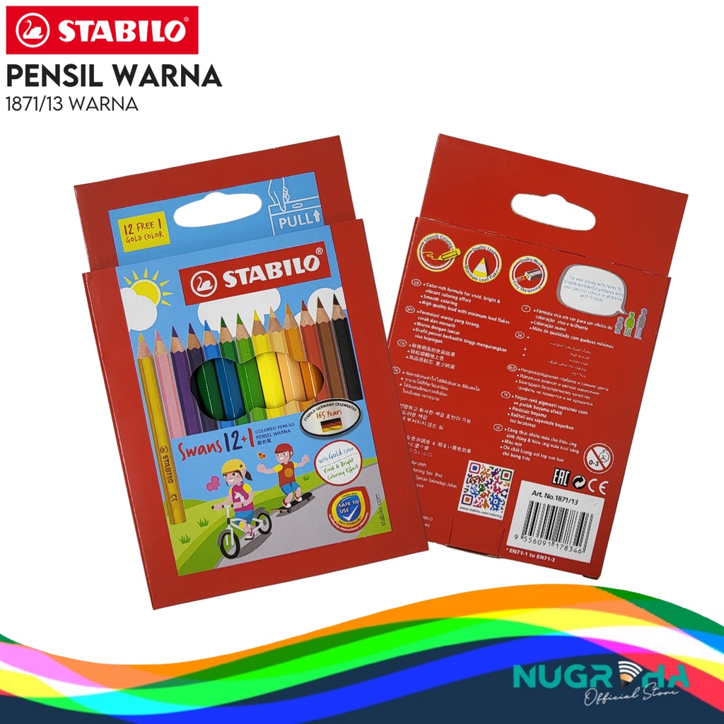 

Color Pencil / Pensil Warna Stabilo Swans 1871 / 13 Warna Pendek