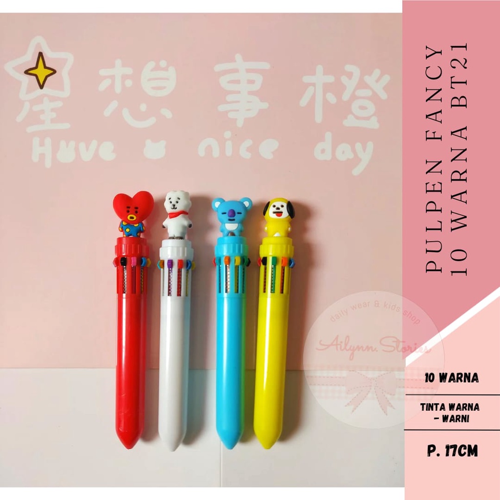 Pulpen Fancy Cetek 10 warna unicorn &amp; BT21