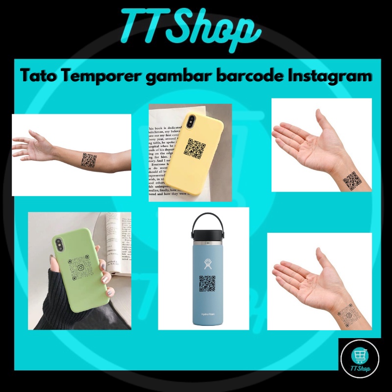 Tato temporary waterproof dan tahan lama gambar barcode instagram aman untuk anak semi permanen ,sej