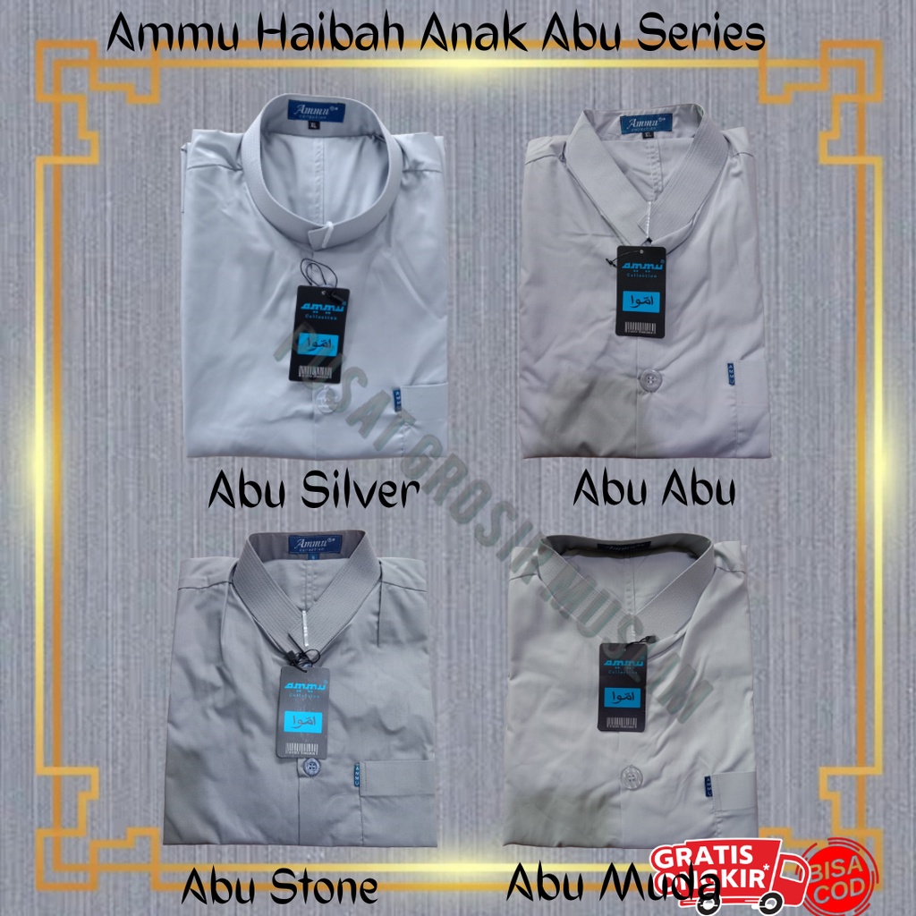 Baju Koko Ammu Kerah Haibah Anak Ukuran Size 6-10 Abu Series Termurah !!!