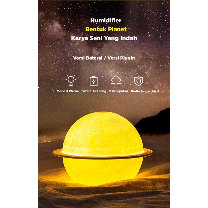 Humidifier Purifer Berbentuk Planet Dan Bisa Bercahaya Di Malam Hari/Humidifier Murah