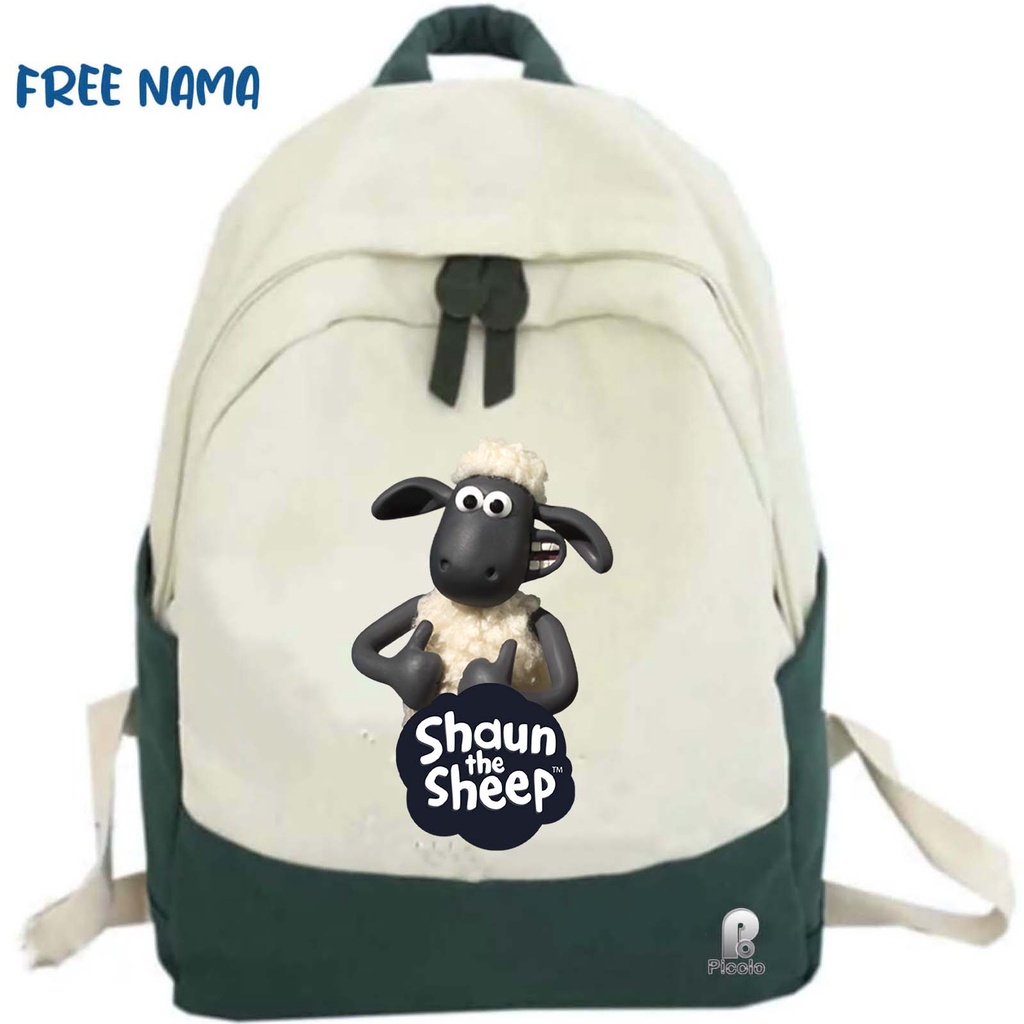 TAS RANSEL BACKPACK ANAK SEKOLAH MOTIF KARAKTER KARTUN SHAUN THE SHEEP UNISEX (FREE NAMA)