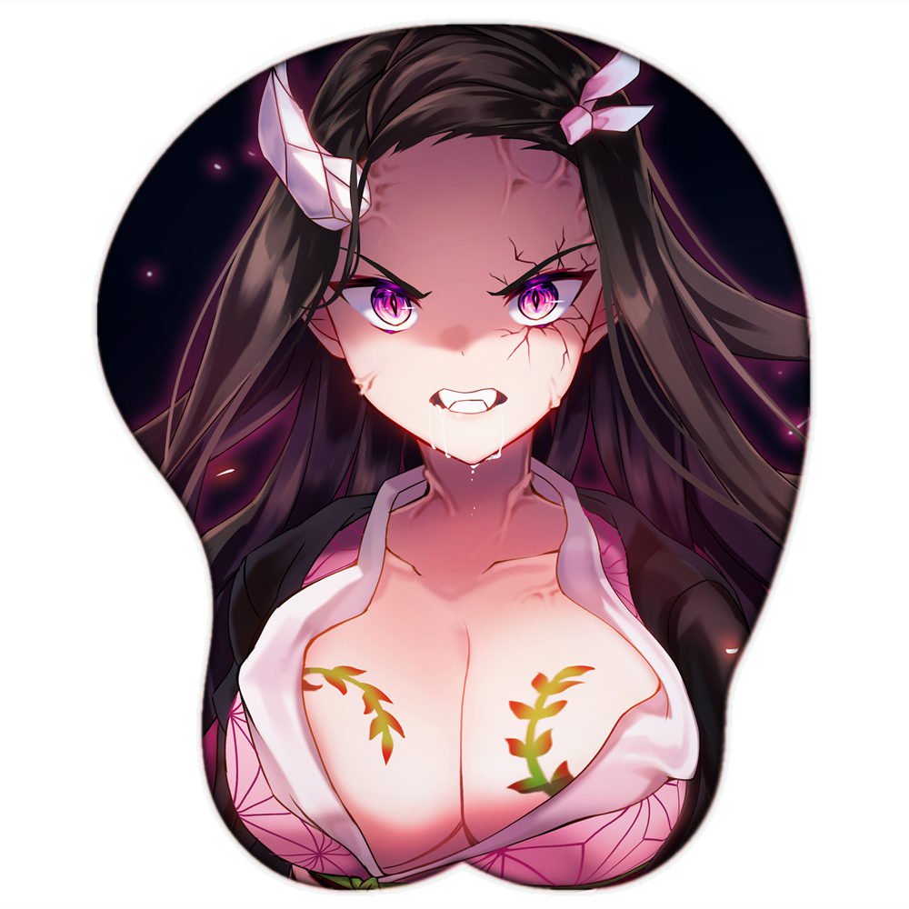 Anime Kamado Nezuko 3D Payudara Seksi Mouse Pad Kimetsu Tidak Yaiba Kawaii Mousepad dengan Lembut Pe