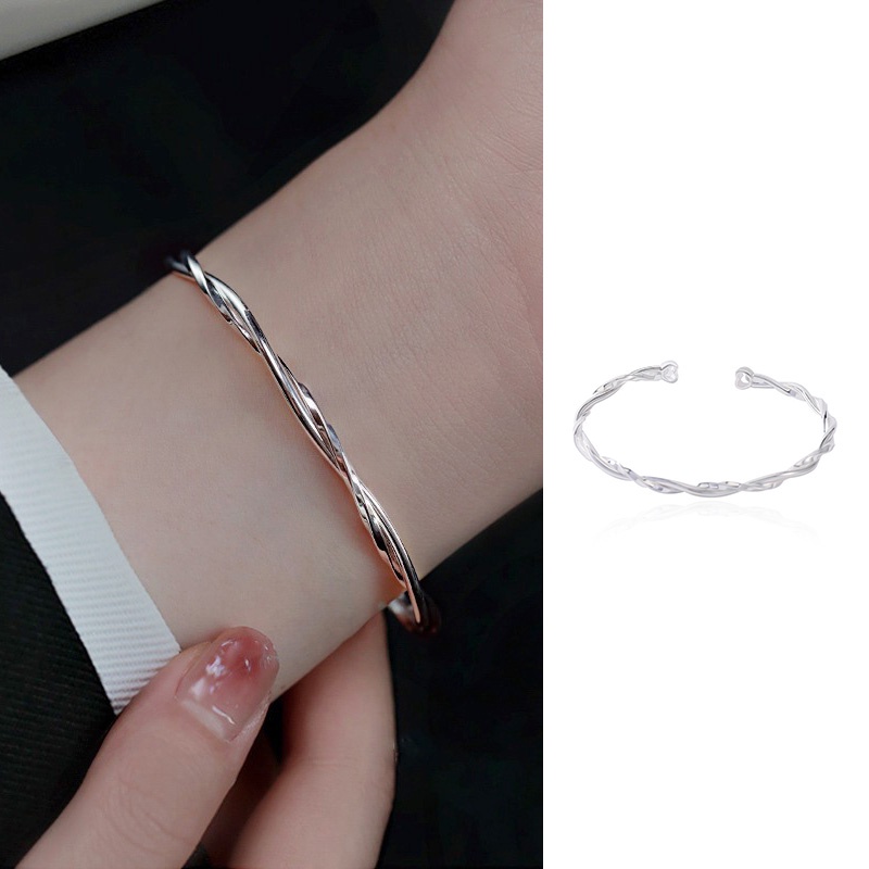 [KD] Double-layer Cinta Gelang Sterling Silver Desain Musim Panas Bermutu Tinggi Mobius Gelang Wanita