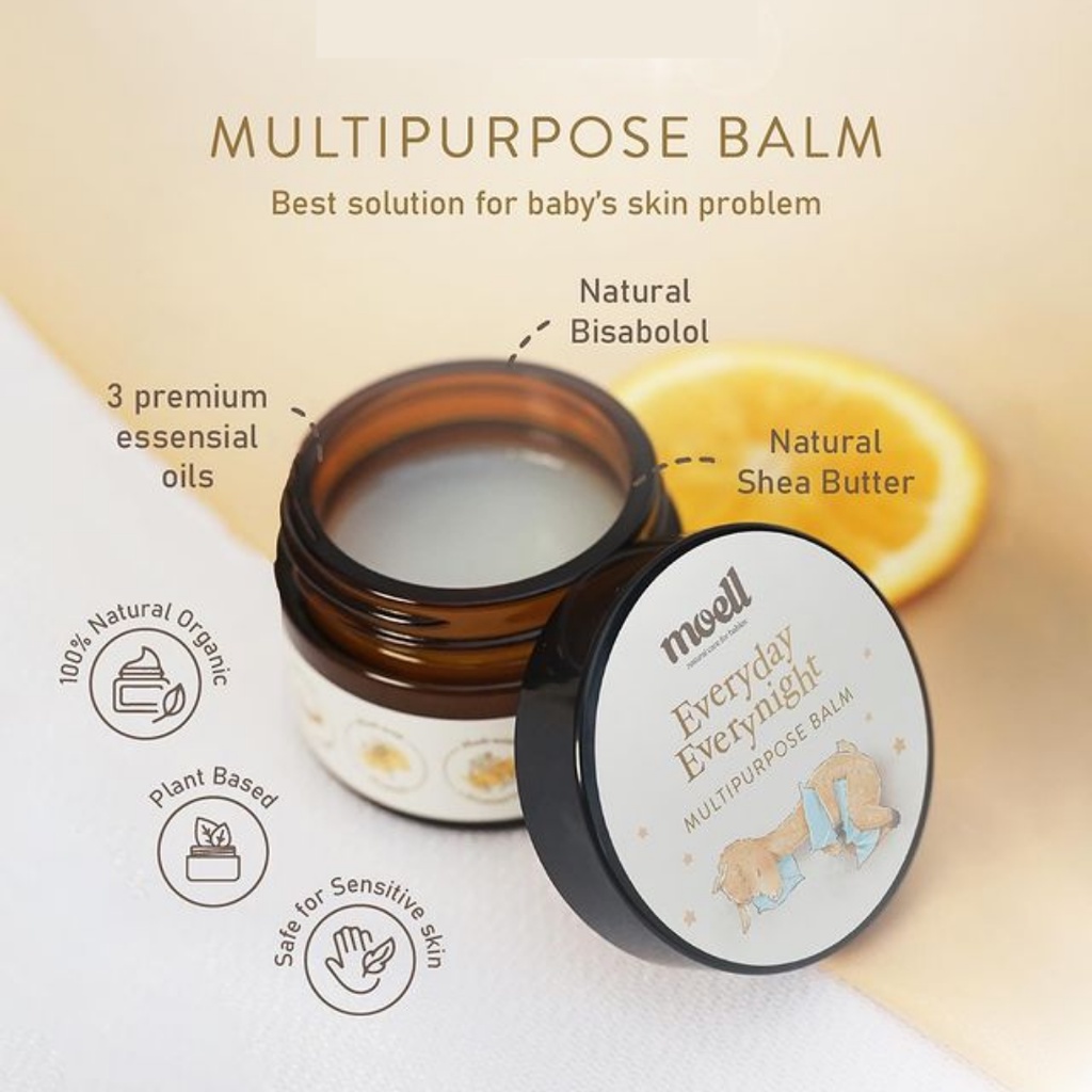 MOELL Everyday Everynight Multipurpose Balm 30gr / Balm Anti Ruam Kulit Sensitif Serbaguna Bayi Anak MOEL / MOELL BANDUNG