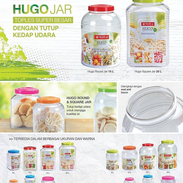 Toples kerupuk 8L lion star PP-35 Hugo Round Jar 105 (8 Litre) kedap udara