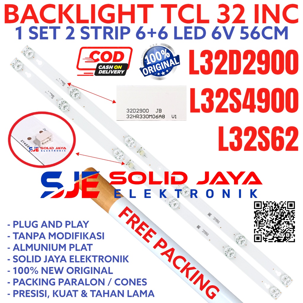 BACKLIGHT TV LED TCL 32 INC L32D2900 L32S4900 L32S62 LAMPU BL 6K 6V L-32D2900 L-32S4900 L-32S62 INCH L 32D2900 L 32S4900 L 32S62 32D 32S 6 KANCING LAMPU LED 3 V